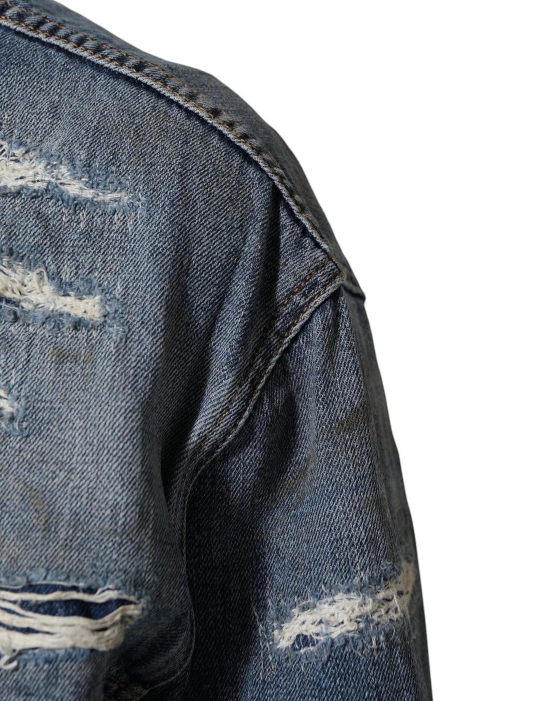 Dolce & Gabbana Blue Cotton Tattered Denim Blouson Jacket - RIMODA