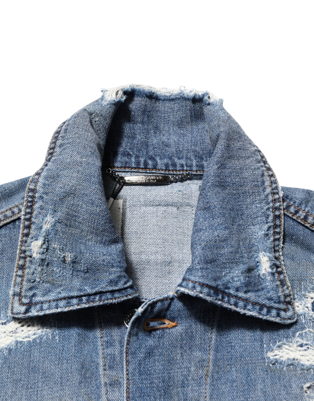Dolce & Gabbana Blue Cotton Tattered Denim Blouson Jacket - RIMODA