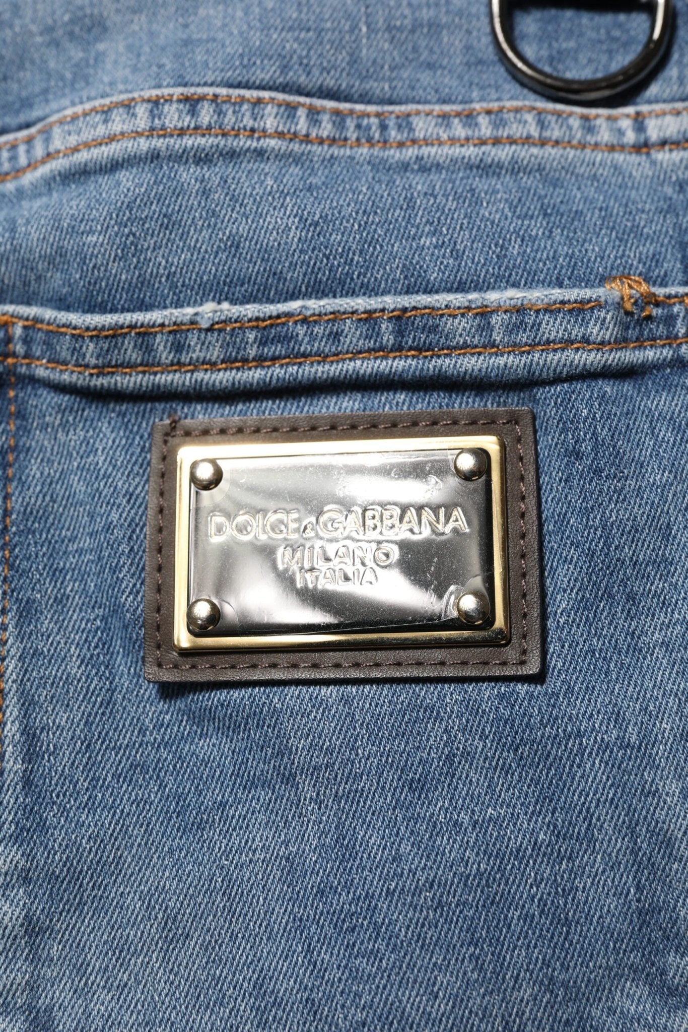 Dolce & Gabbana Blue Cotton Tattered Skinny Logo Denim Jeans - RIMODA