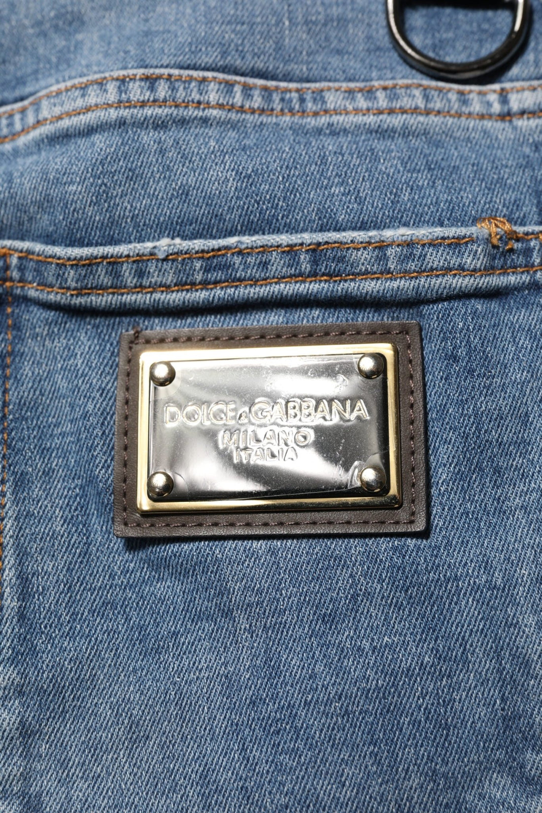 Dolce & Gabbana Blue Cotton Tattered Skinny Logo Denim Jeans - RIMODA