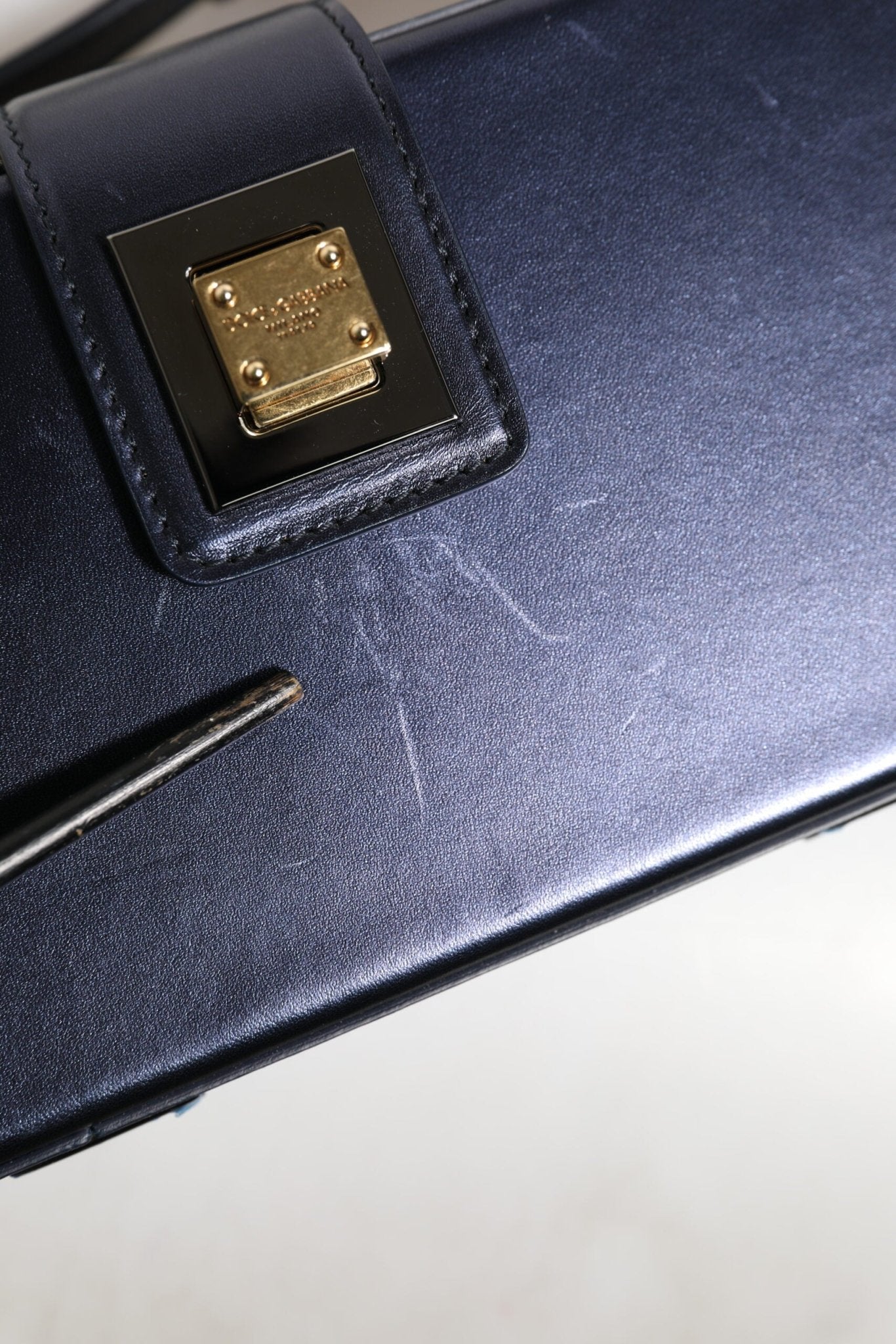 Dolce & Gabbana Blue DG BOX Lambskin Leather Crossbody Strap Bag - RIMODA