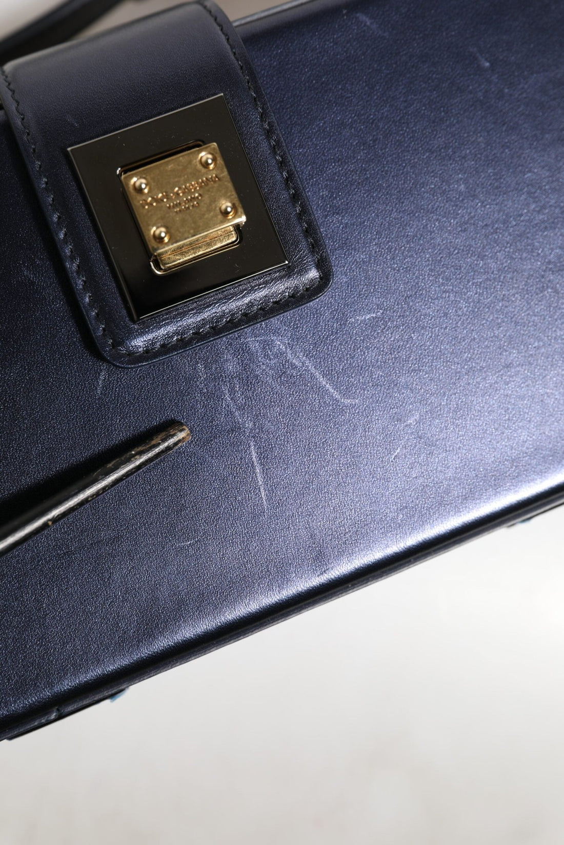 Dolce & Gabbana Blue DG BOX Lambskin Leather Crossbody Strap Bag - RIMODA