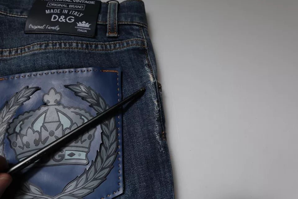 Dolce & Gabbana Blue DG Crown Logo Cotton Skinny Denim Jeans - RIMODA