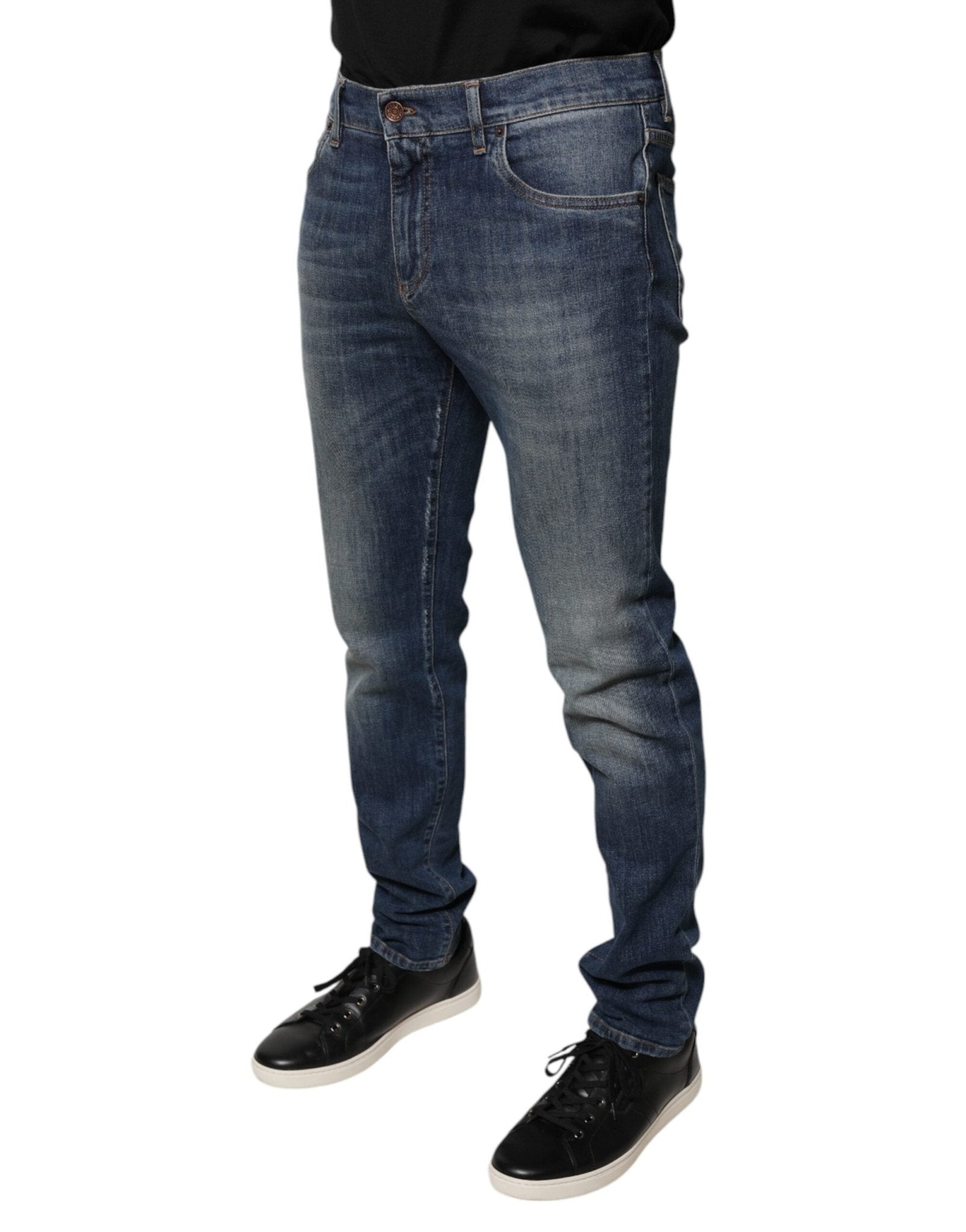Dolce & Gabbana Blue DG Crown Logo Cotton Skinny Denim Jeans - RIMODA