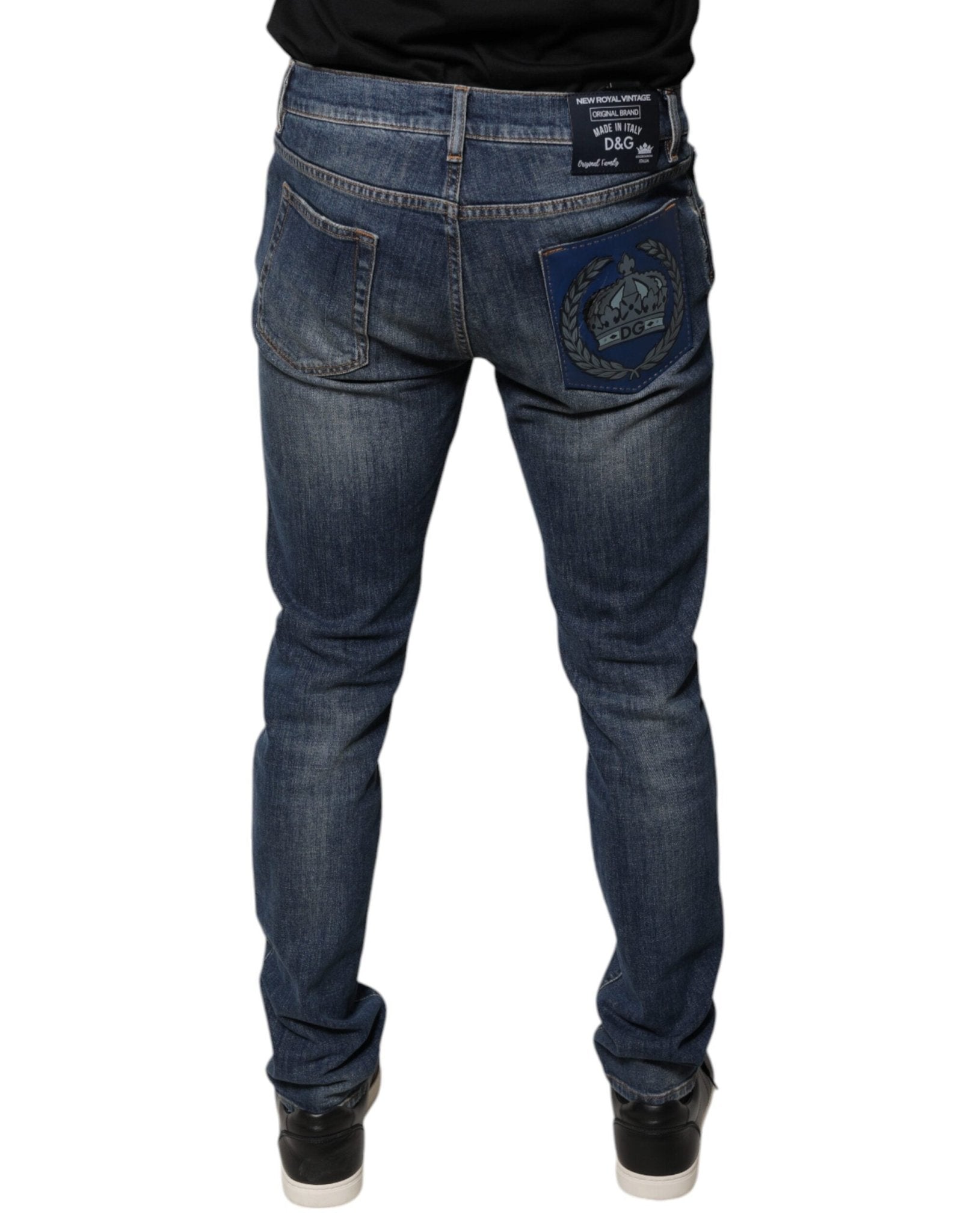Dolce & Gabbana Blue DG Crown Logo Cotton Skinny Denim Jeans - RIMODA