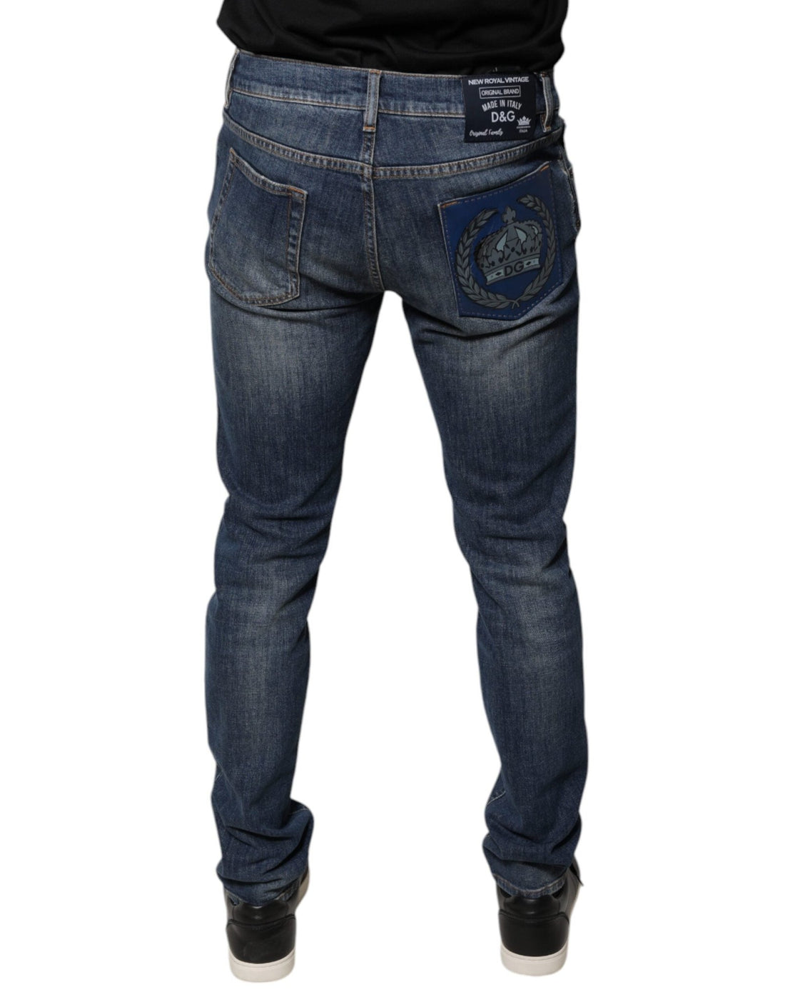 Dolce & Gabbana Blue DG Crown Logo Cotton Skinny Denim Jeans - RIMODA