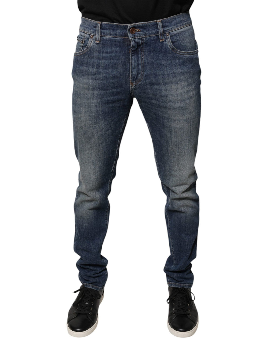 Dolce & Gabbana Blue DG Crown Logo Cotton Skinny Denim Jeans - RIMODA