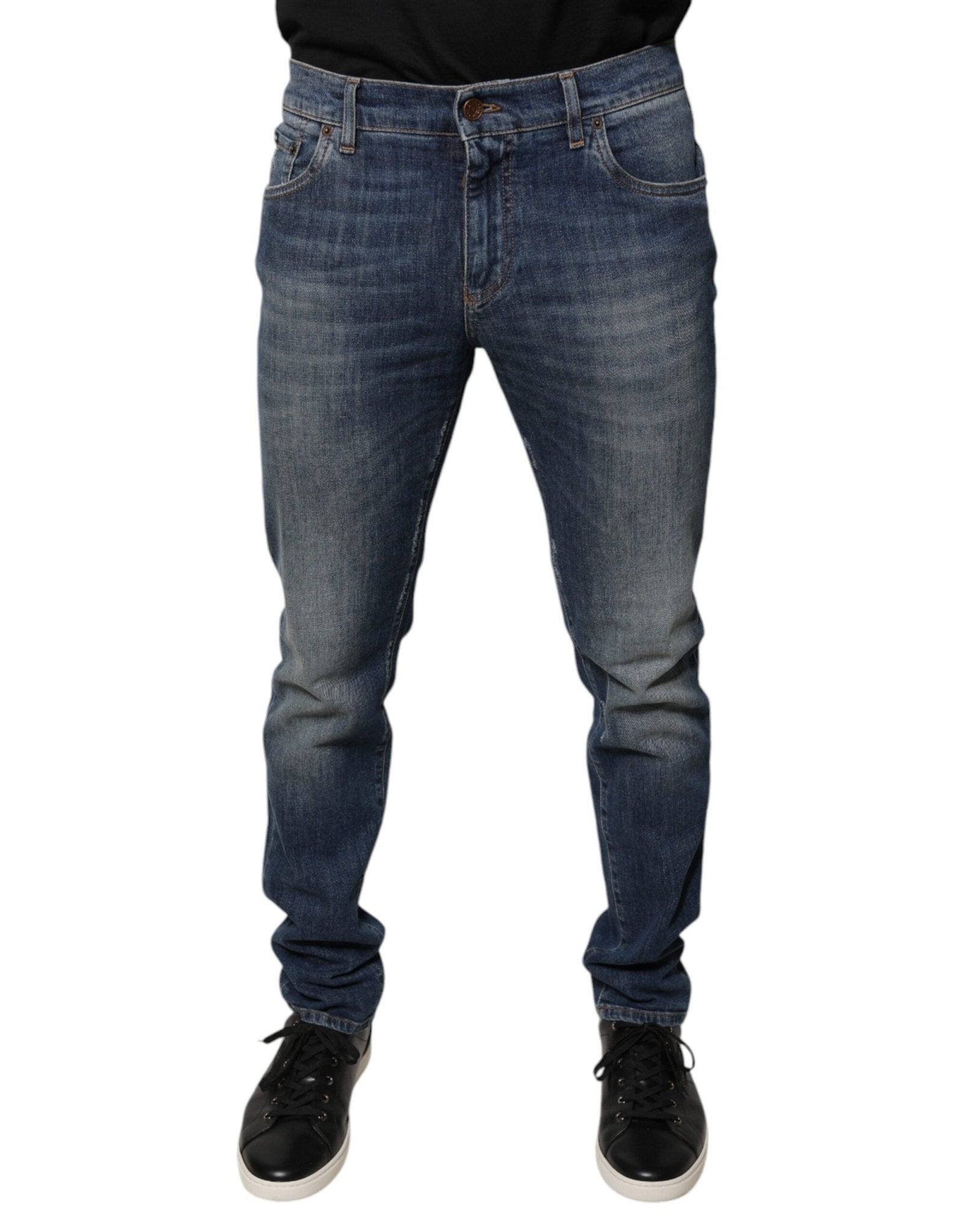 Dolce & Gabbana Blue DG Crown Logo Cotton Skinny Denim Jeans - RIMODA