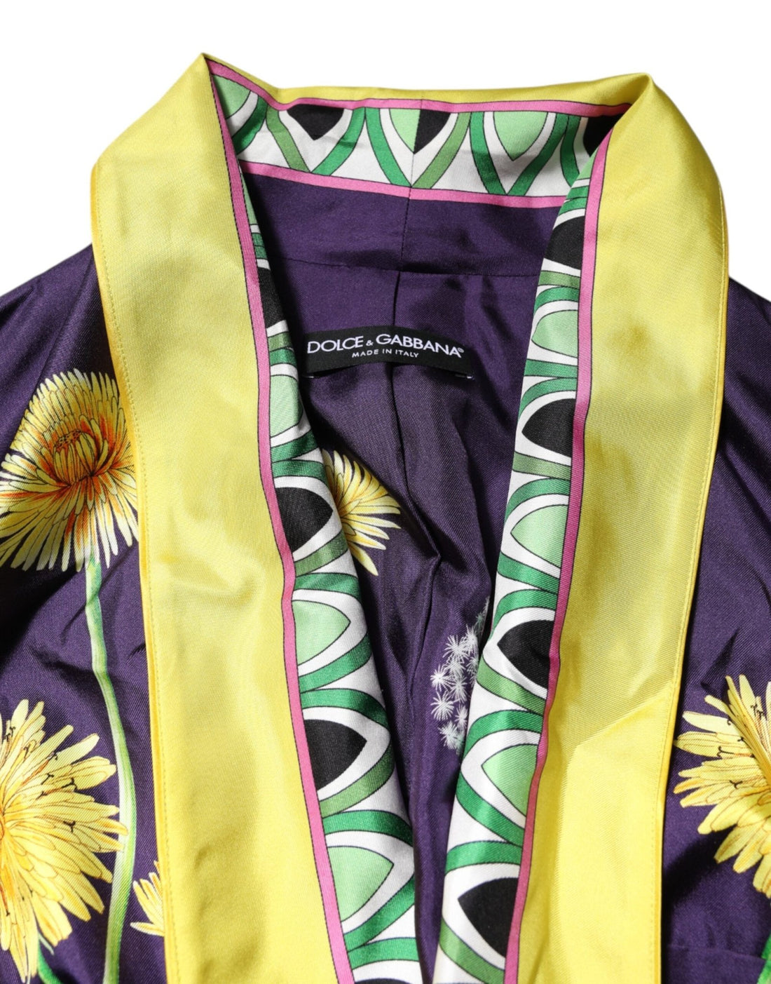 Dolce & Gabbana Blue Floral Print Silk Long Sleeves Wrap Robe - RIMODA