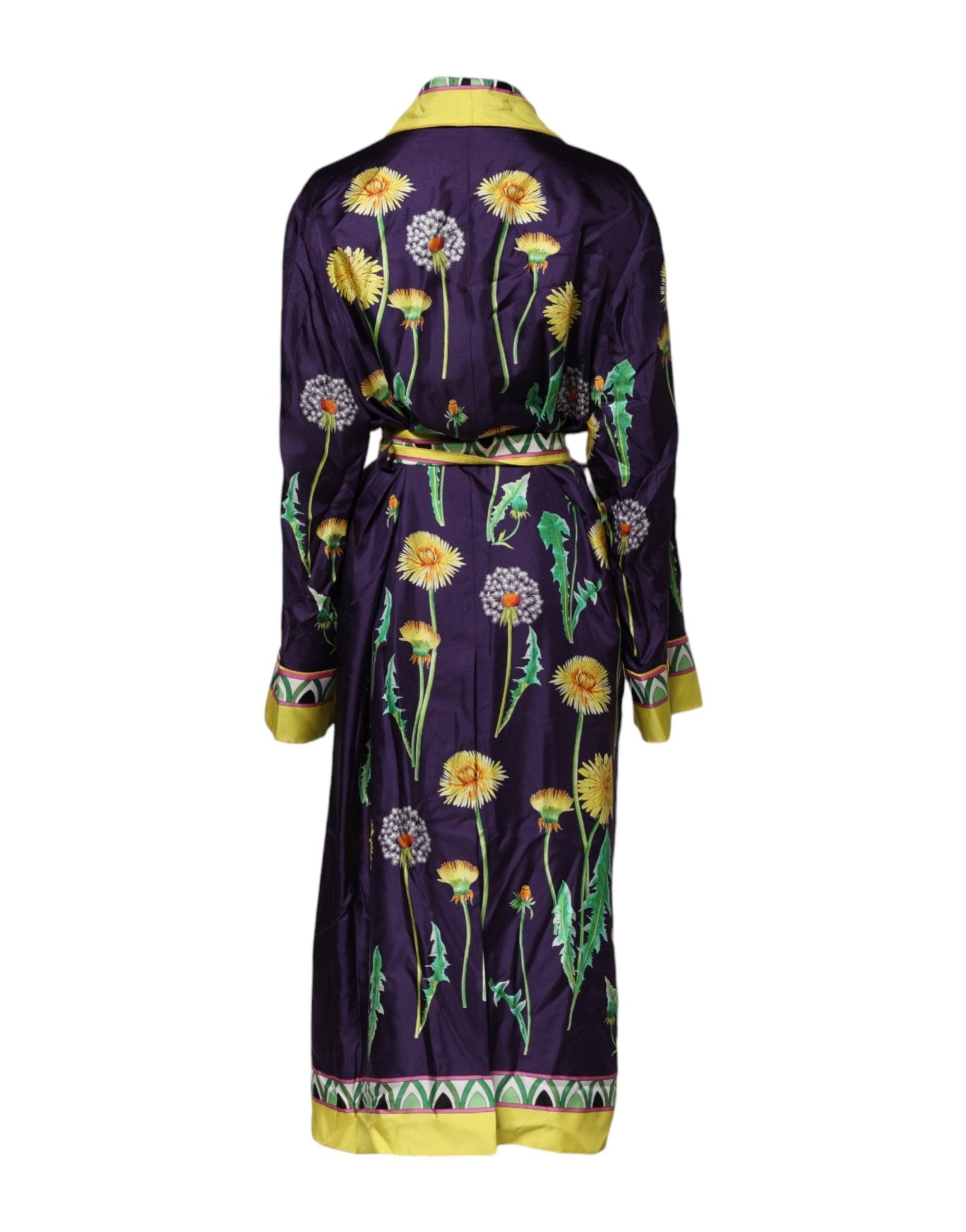 Dolce & Gabbana Blue Floral Print Silk Long Sleeves Wrap Robe - RIMODA