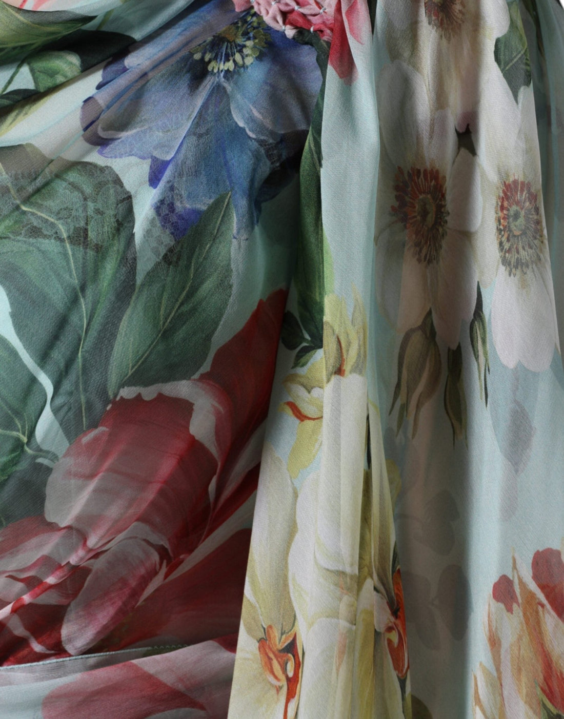 Dolce & Gabbana Blue Floral Print Tiered Long Maxi Dress - RIMODA