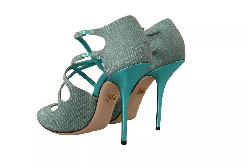 Dolce & Gabbana Blue Glittered Strappy Heels Sandals Shoes - RIMODA