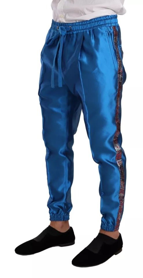 Dolce & Gabbana Blue Jacquard Silk Formal 2 Piece Set Suit - RIMODA