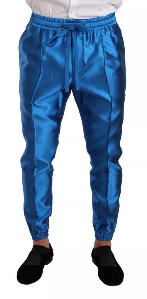 Dolce & Gabbana Blue Jacquard Silk Formal 2 Piece Set Suit - RIMODA