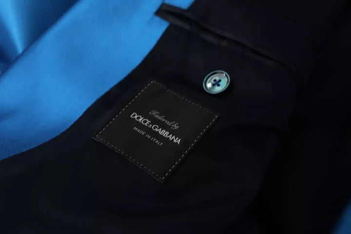 Dolce & Gabbana Blue Jacquard Silk Formal 2 Piece Set Suit - RIMODA