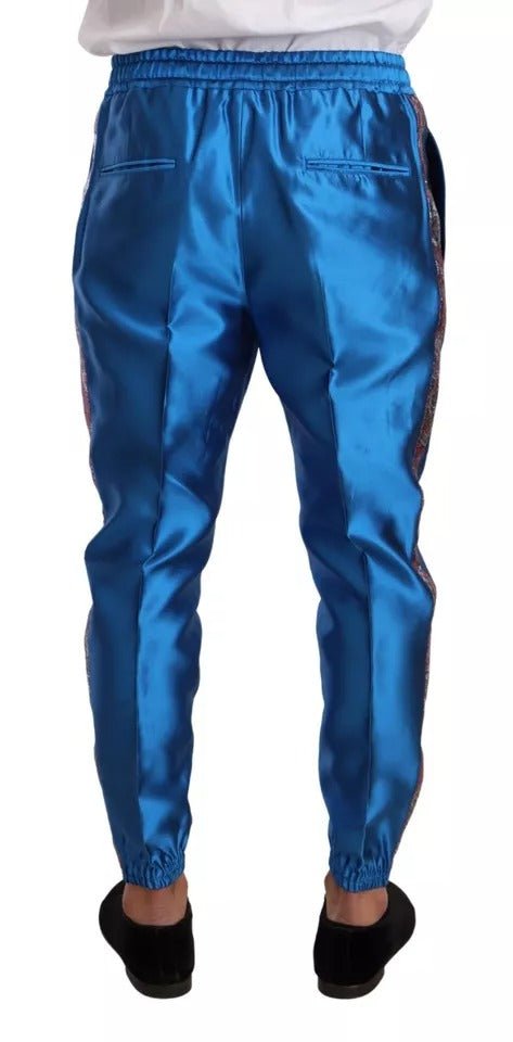 Dolce & Gabbana Blue Jacquard Silk Formal 2 Piece Set Suit - RIMODA