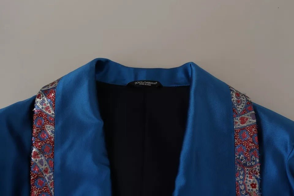 Dolce & Gabbana Blue Jacquard Silk Formal 2 Piece Set Suit - RIMODA