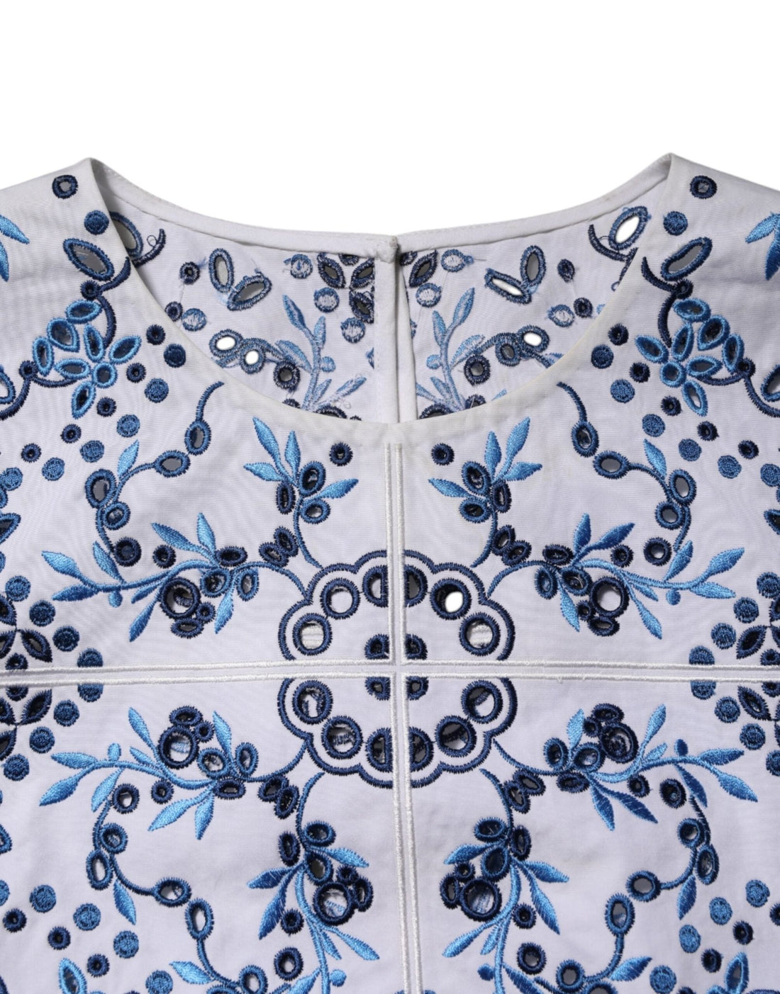 Dolce & Gabbana Blue Lace Eyelet Crew Neck Blouse Top - RIMODA
