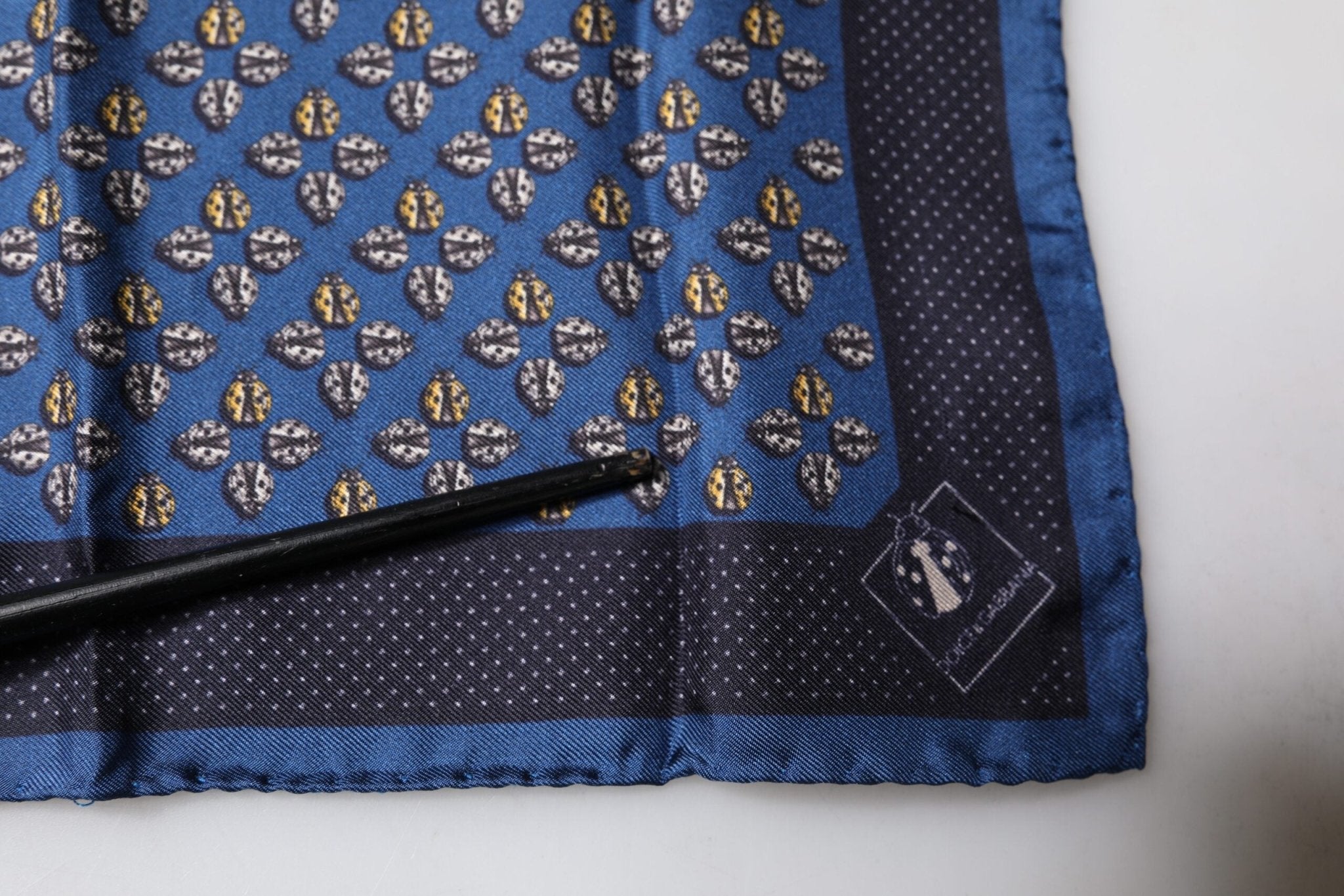 Dolce & Gabbana Blue Lady Bug Silk Square Handkerchief Scarf - RIMODA