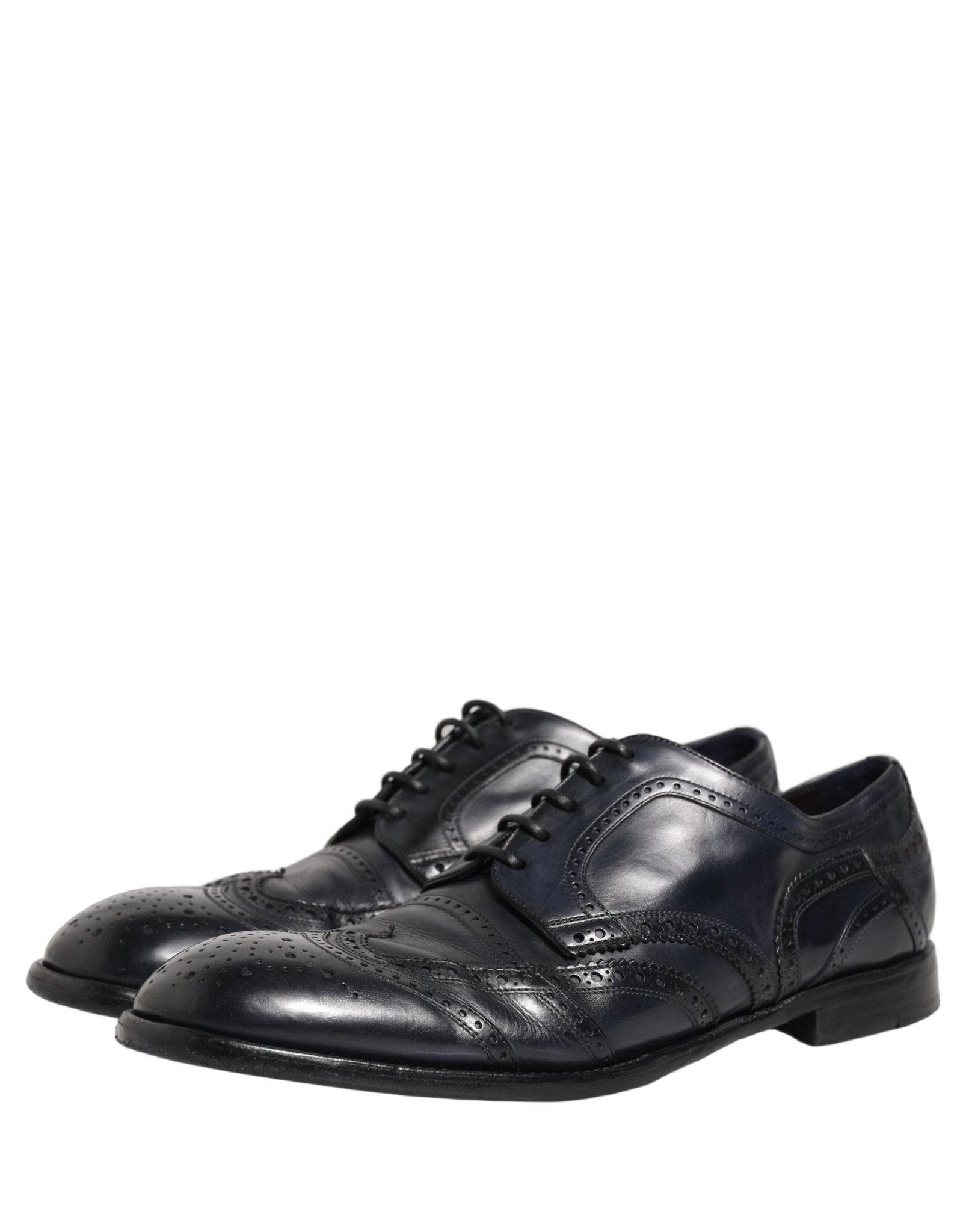 Dolce & Gabbana Blue Leather Derby Wingtip Formal Shoes - RIMODA