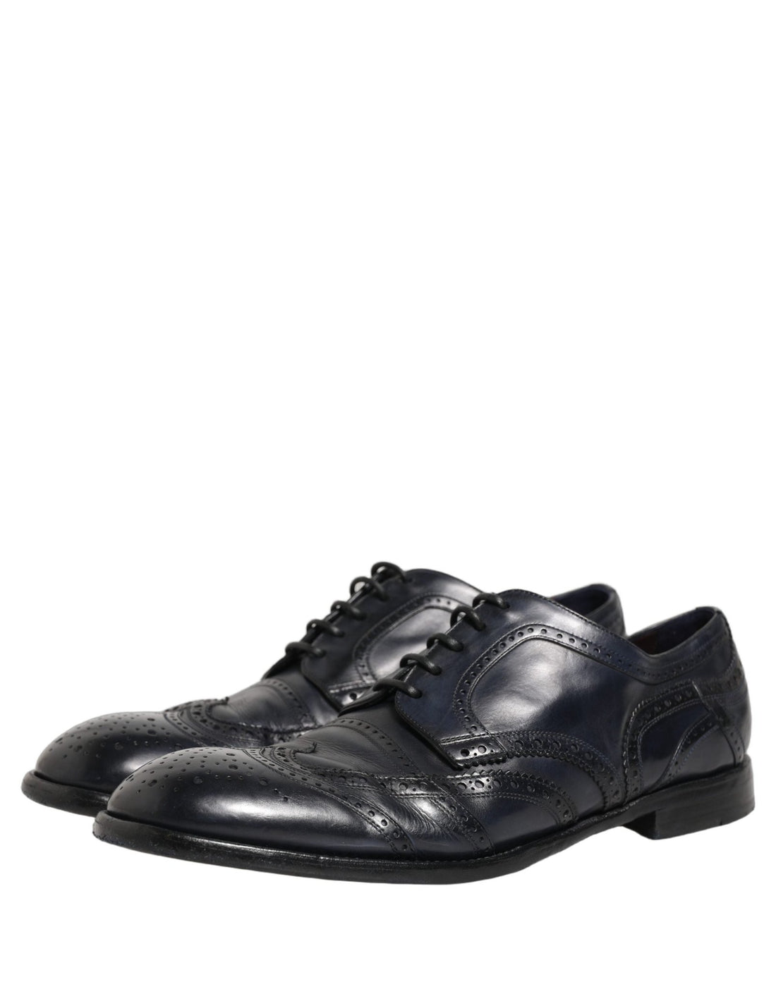 Dolce & Gabbana Blue Leather Derby Wingtip Formal Shoes - RIMODA