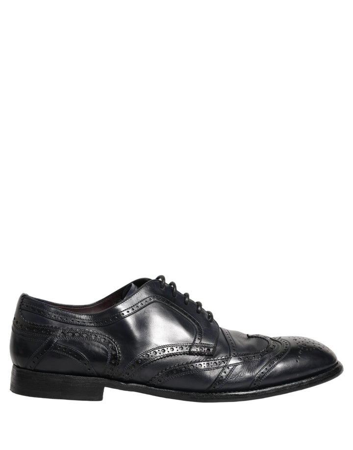 Dolce & Gabbana Blue Leather Derby Wingtip Formal Shoes - RIMODA