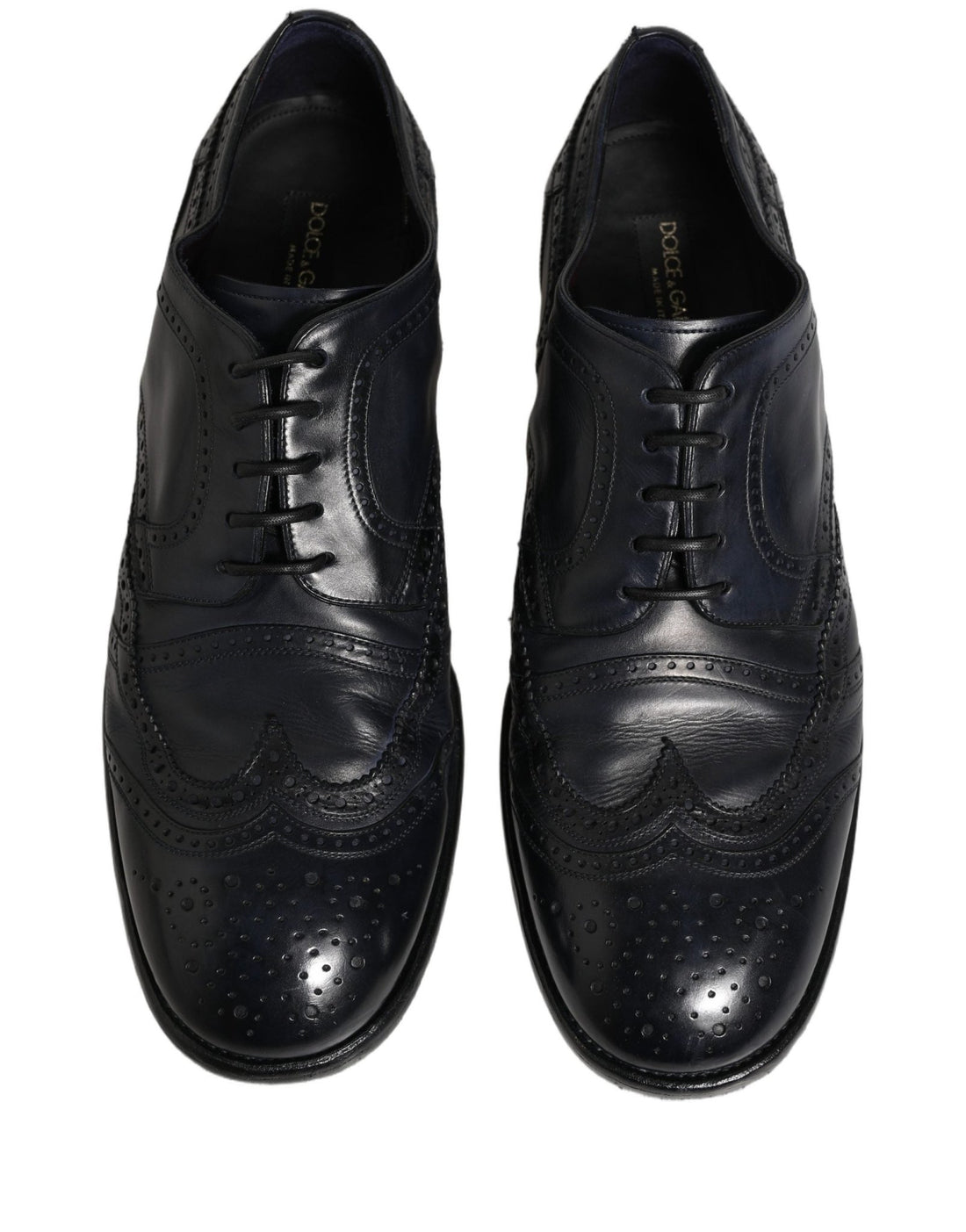 Dolce & Gabbana Blue Leather Derby Wingtip Formal Shoes - RIMODA