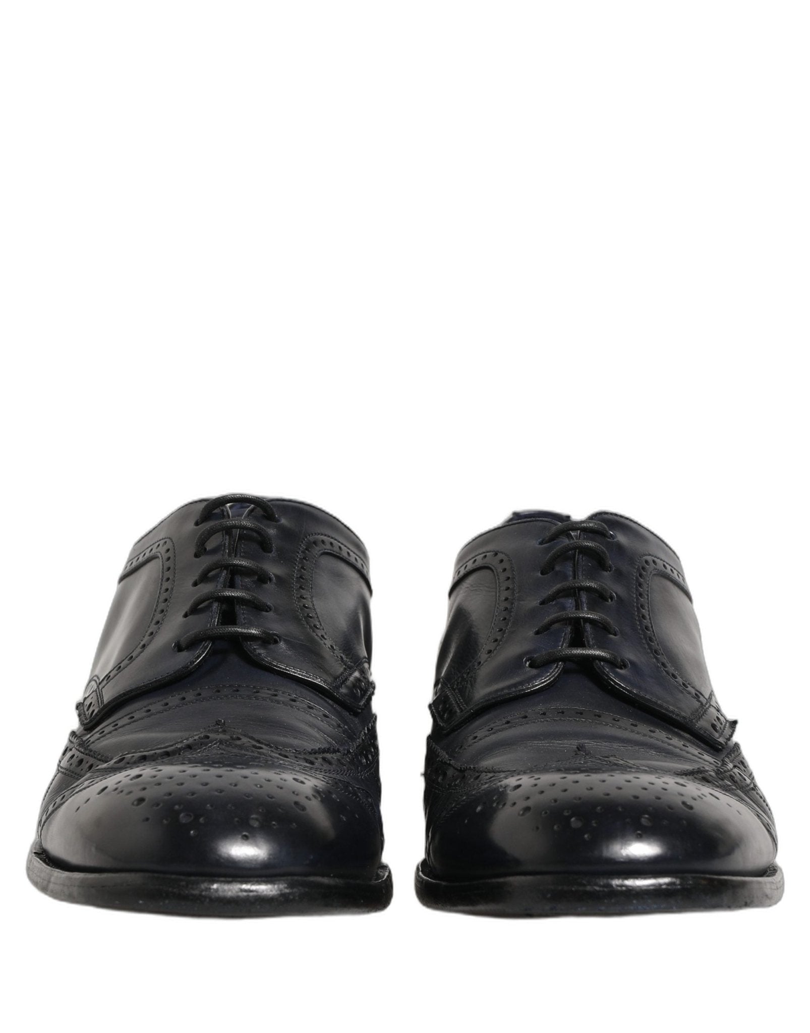 Dolce & Gabbana Blue Leather Derby Wingtip Formal Shoes - RIMODA