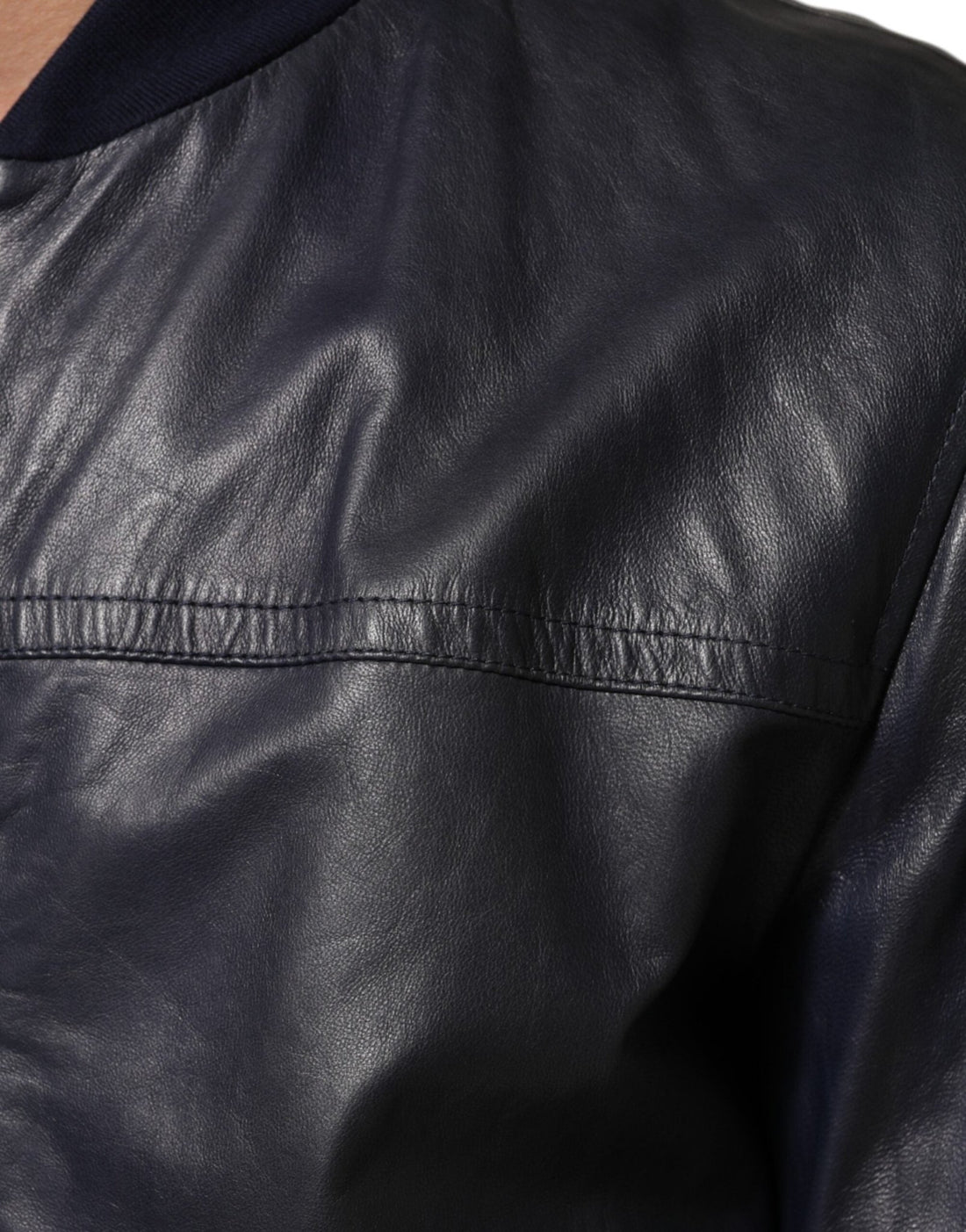 Dolce & Gabbana Blue Leather Full Zip Biker Blouson Jacket - RIMODA