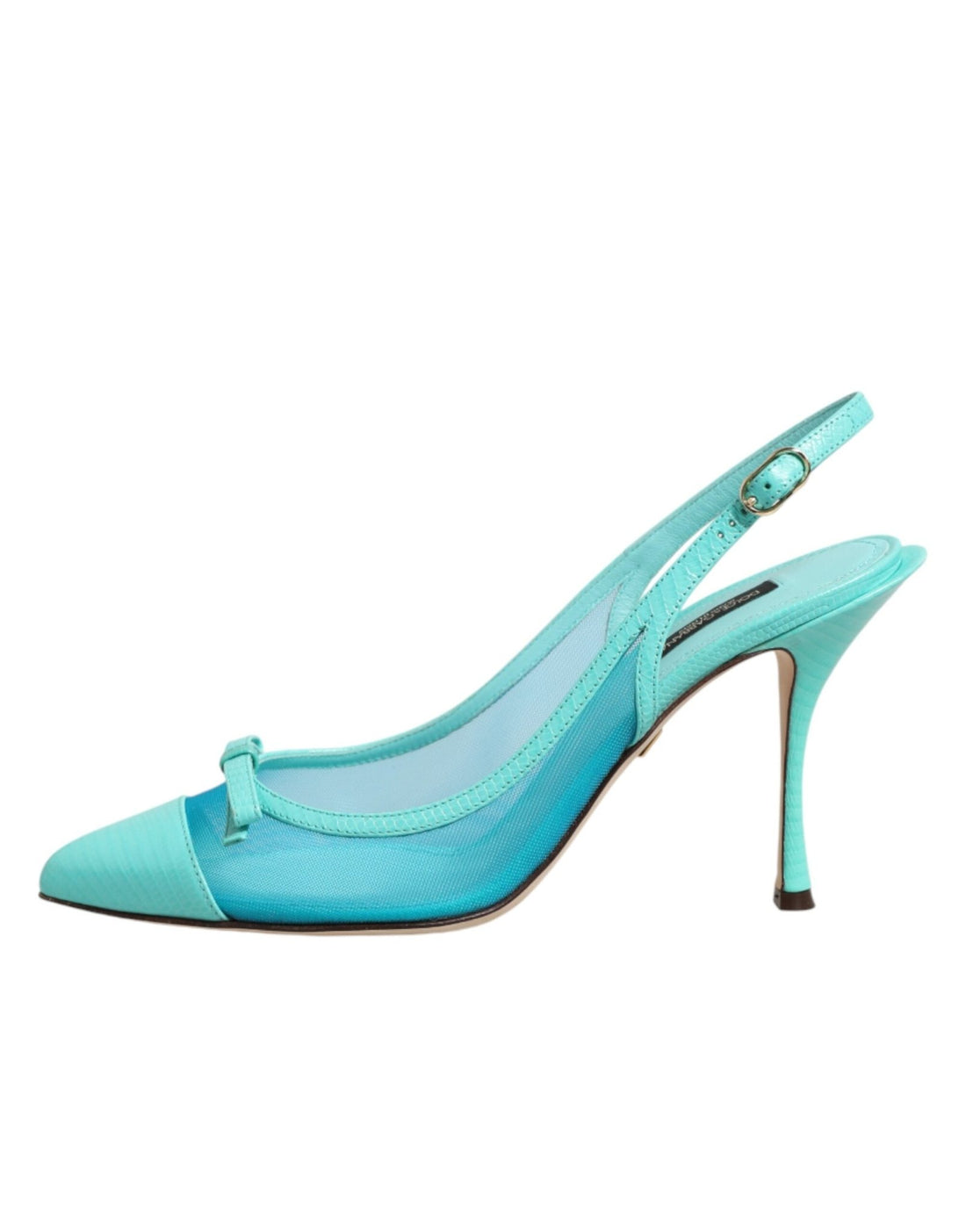 Dolce & Gabbana Blue Leather Mesh Heels Slingback Shoes - RIMODA