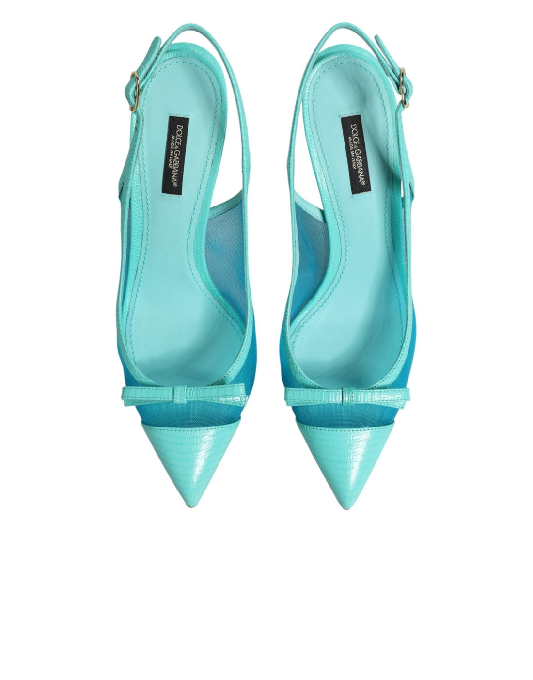 Dolce & Gabbana Blue Leather Mesh Heels Slingback Shoes - RIMODA