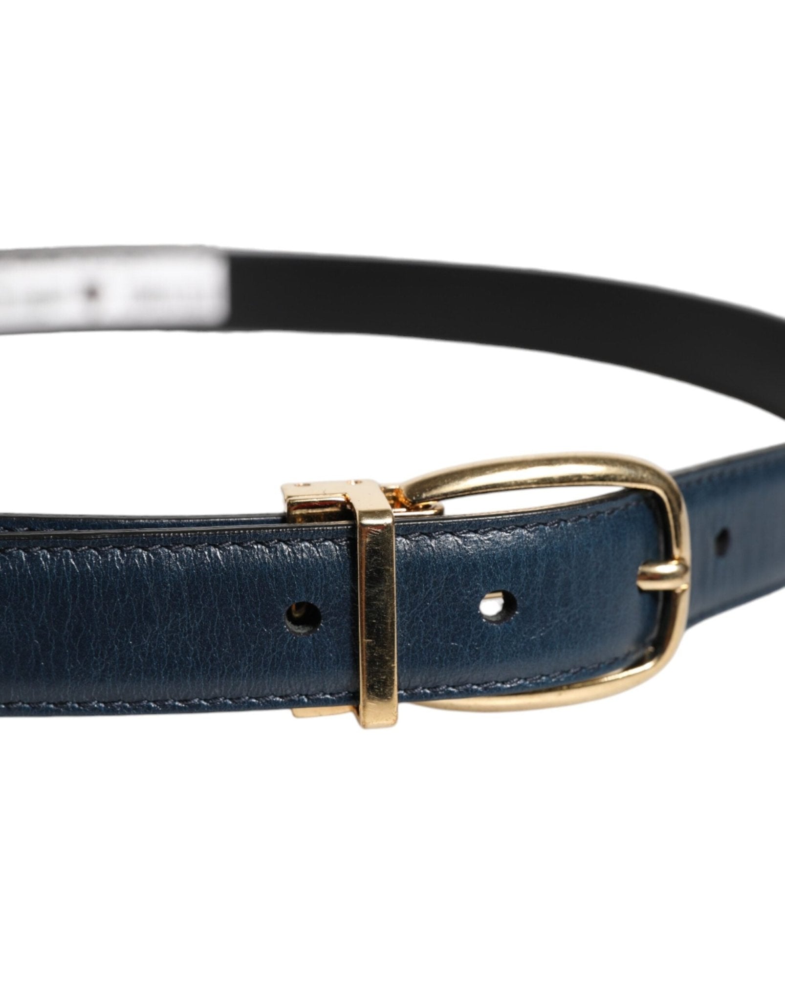 Dolce & Gabbana Blue Leather Metal Buckle Classic Belt - RIMODA