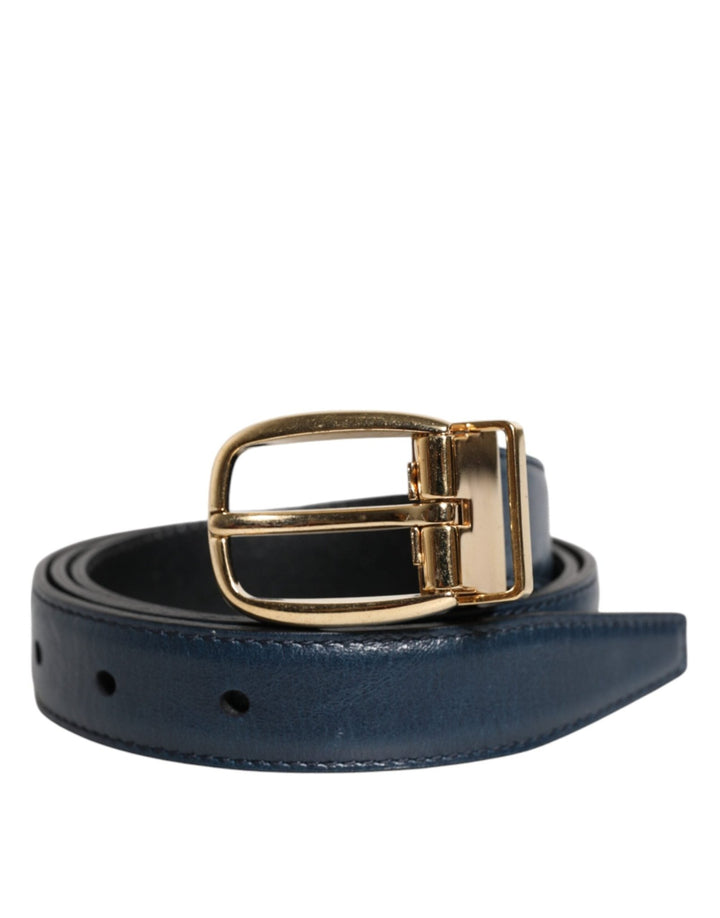 Dolce & Gabbana Blue Leather Metal Buckle Classic Belt - RIMODA