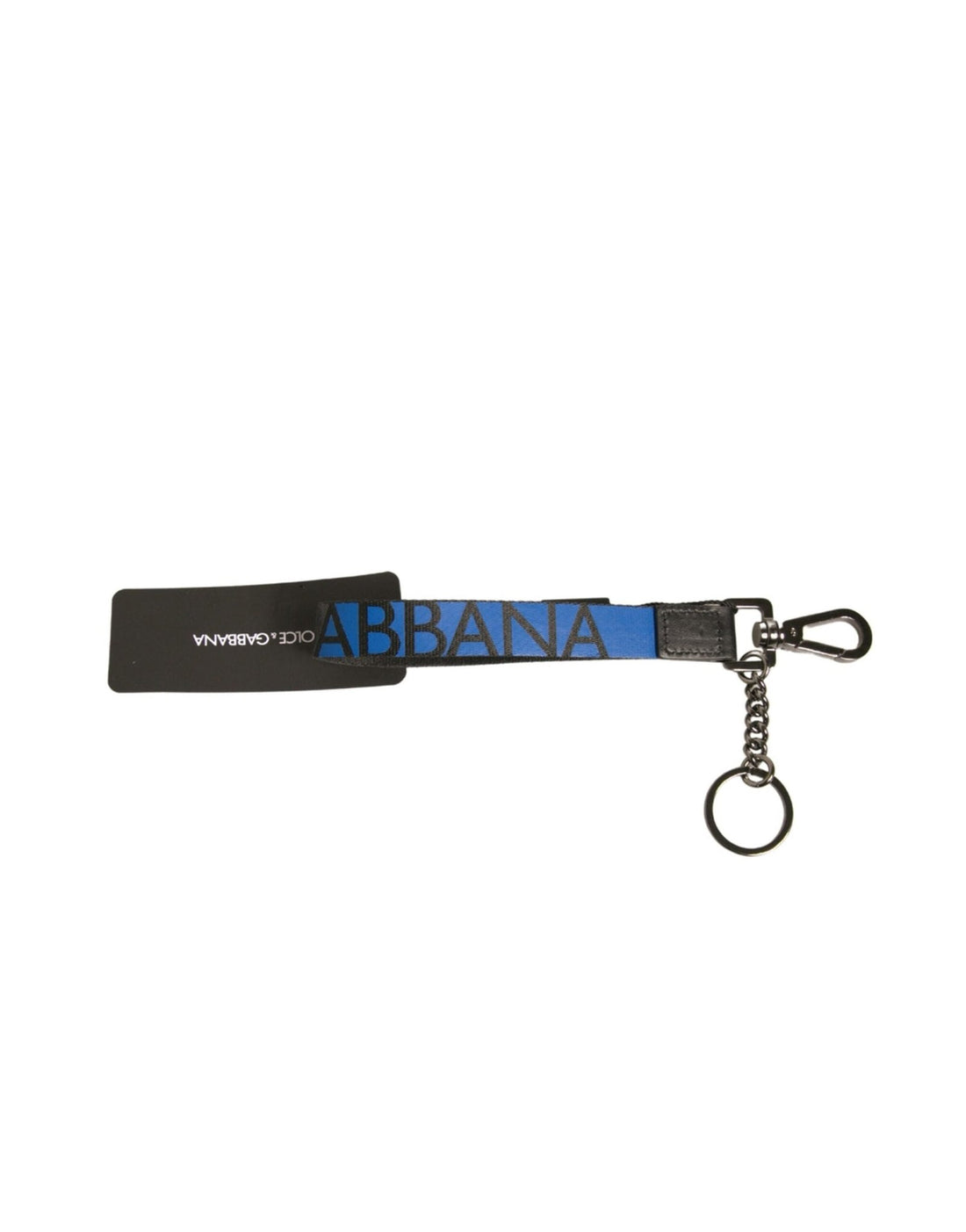 Dolce & Gabbana Blue Logo Polyester Silver Brass Holder Keychain Keyring - RIMODA