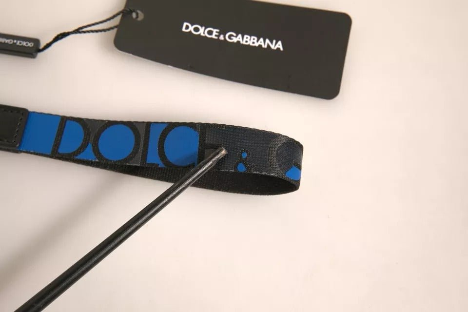 Dolce & Gabbana Blue Logo Polyester Silver Brass Holder Keychain Keyring - RIMODA