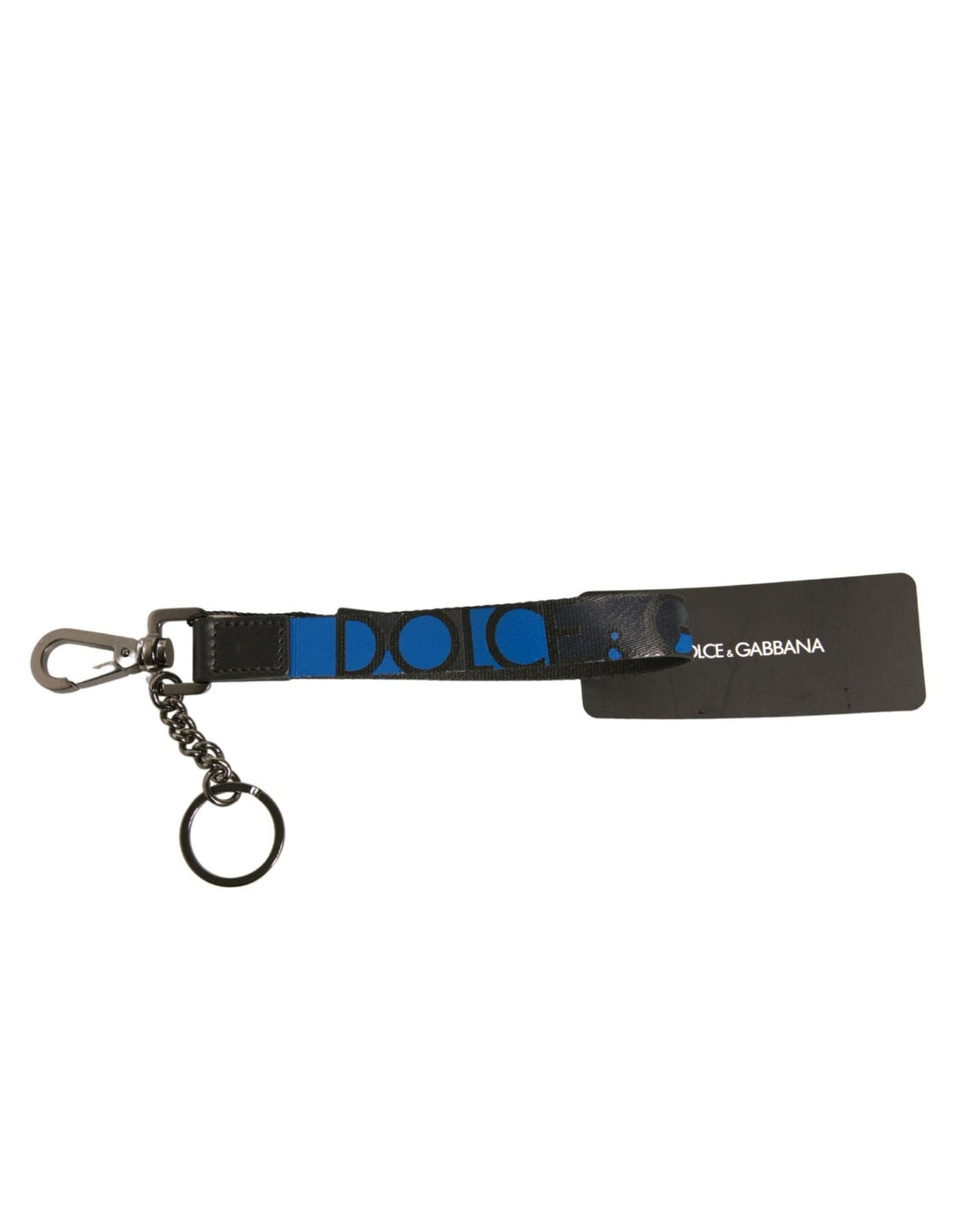 Dolce & Gabbana Blue Logo Polyester Silver Brass Holder Keychain Keyring - RIMODA