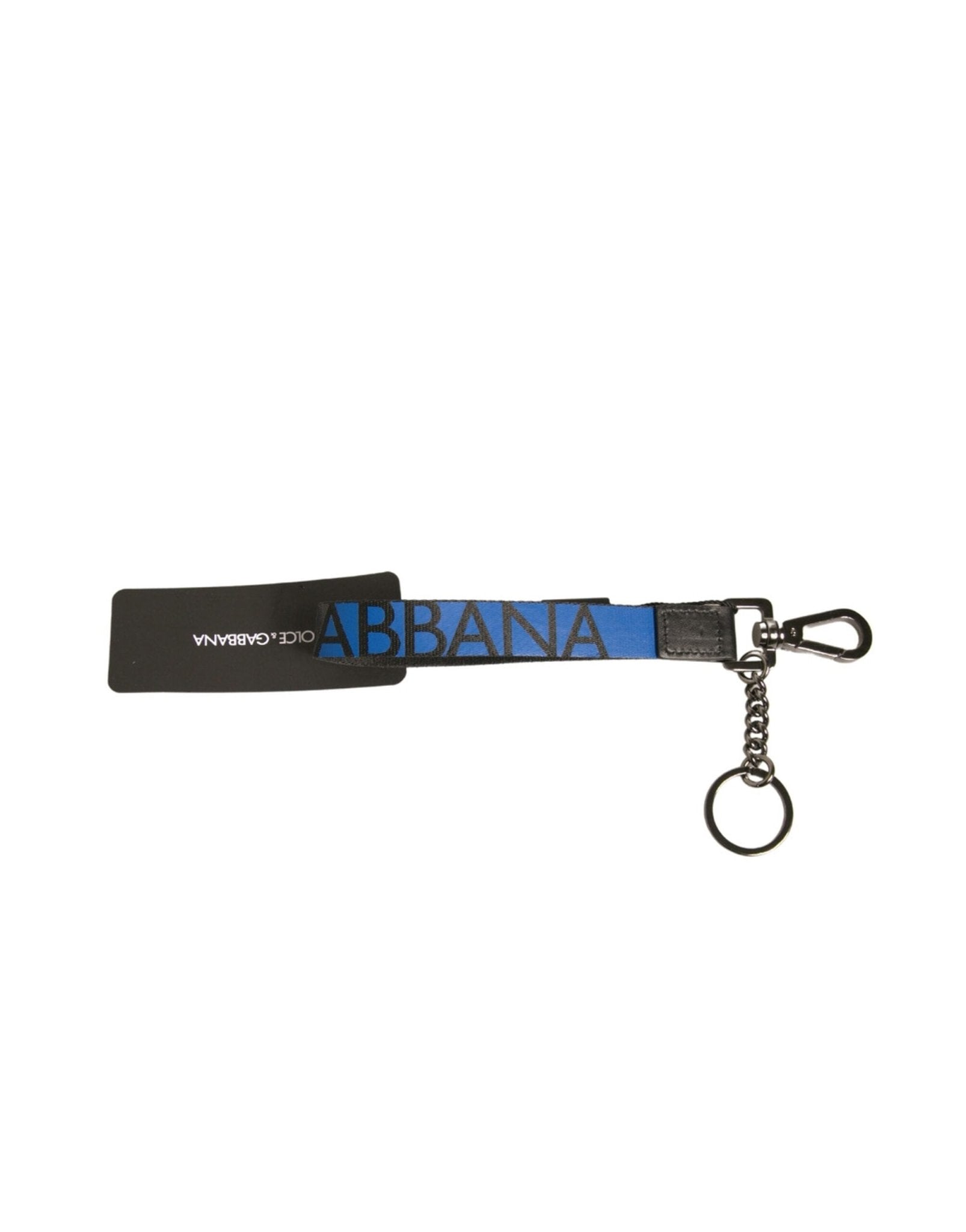 Dolce & Gabbana Blue Logo Polyester Silver Brass Holder Keychain Keyring - RIMODA