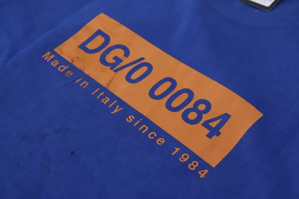 Dolce & Gabbana Blue Logo Print Crewneck Cotton T-shirt - RIMODA
