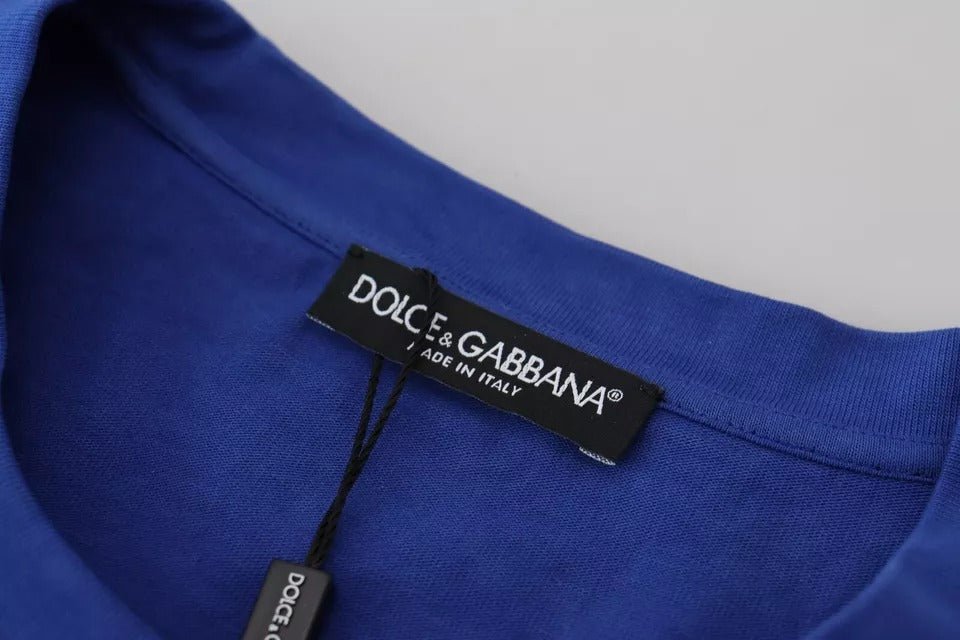 Dolce & Gabbana Blue Logo Print Crewneck Cotton T-shirt - RIMODA