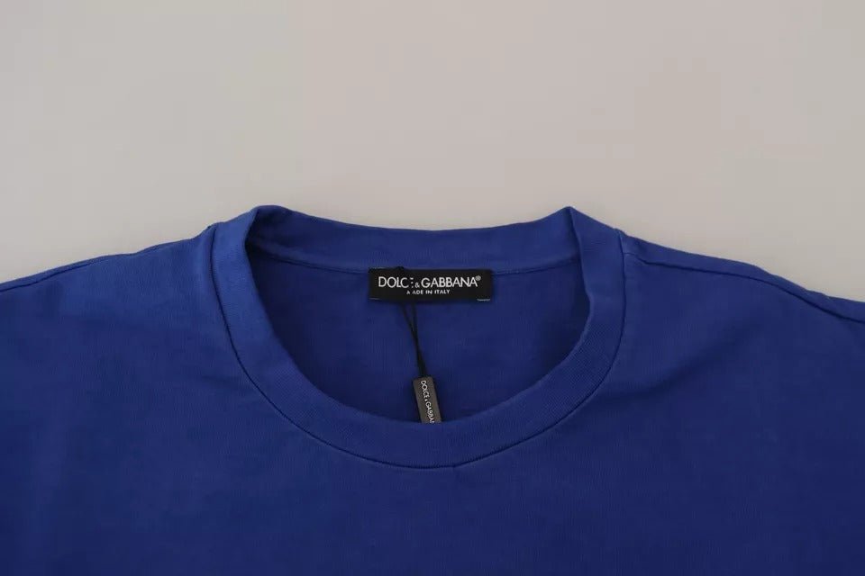 Dolce & Gabbana Blue Logo Print Crewneck Cotton T-shirt - RIMODA