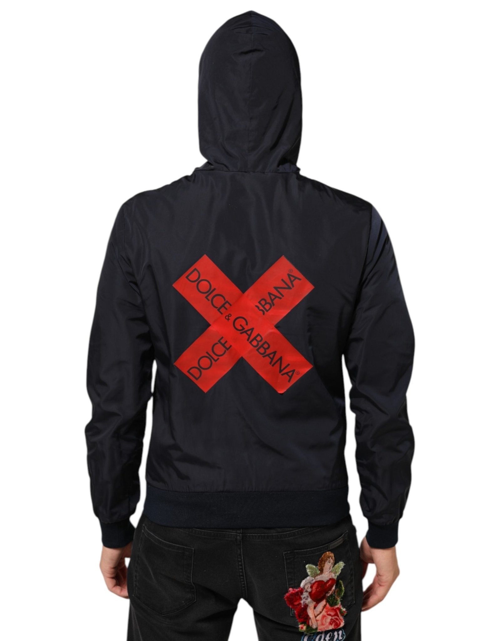 Dolce & Gabbana Blue Logo Tape Hooded Full Zip Bomber Jacket - RIMODA