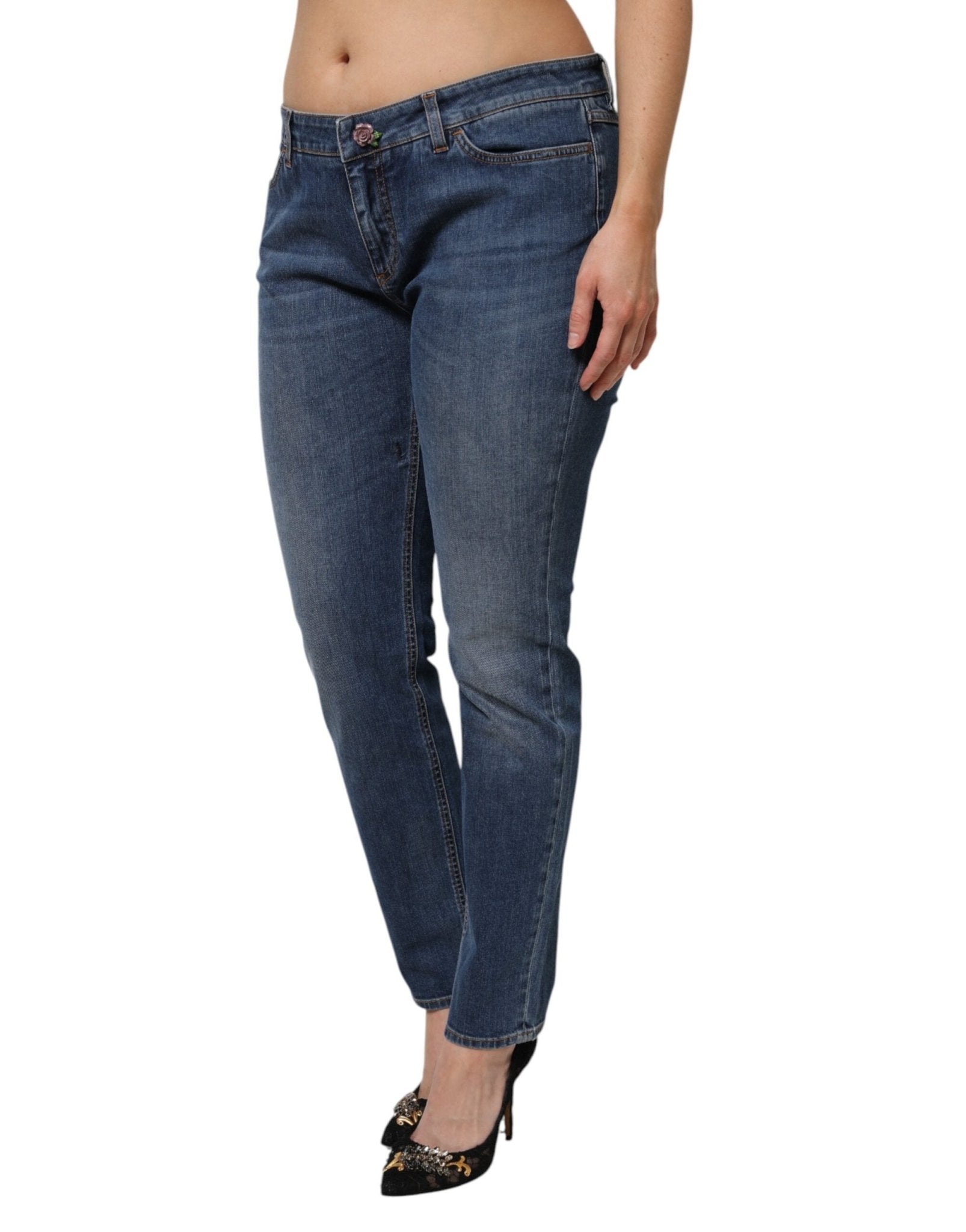 Dolce & Gabbana Blue Low Waist Cotton Skinny Denim Jeans - RIMODA