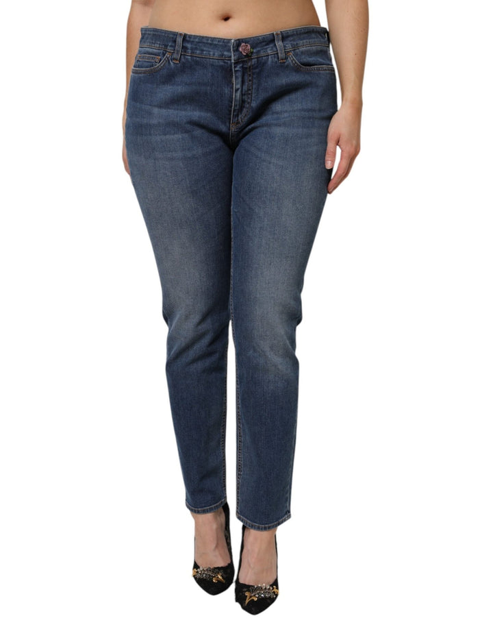 Dolce & Gabbana Blue Low Waist Cotton Skinny Denim Jeans - RIMODA