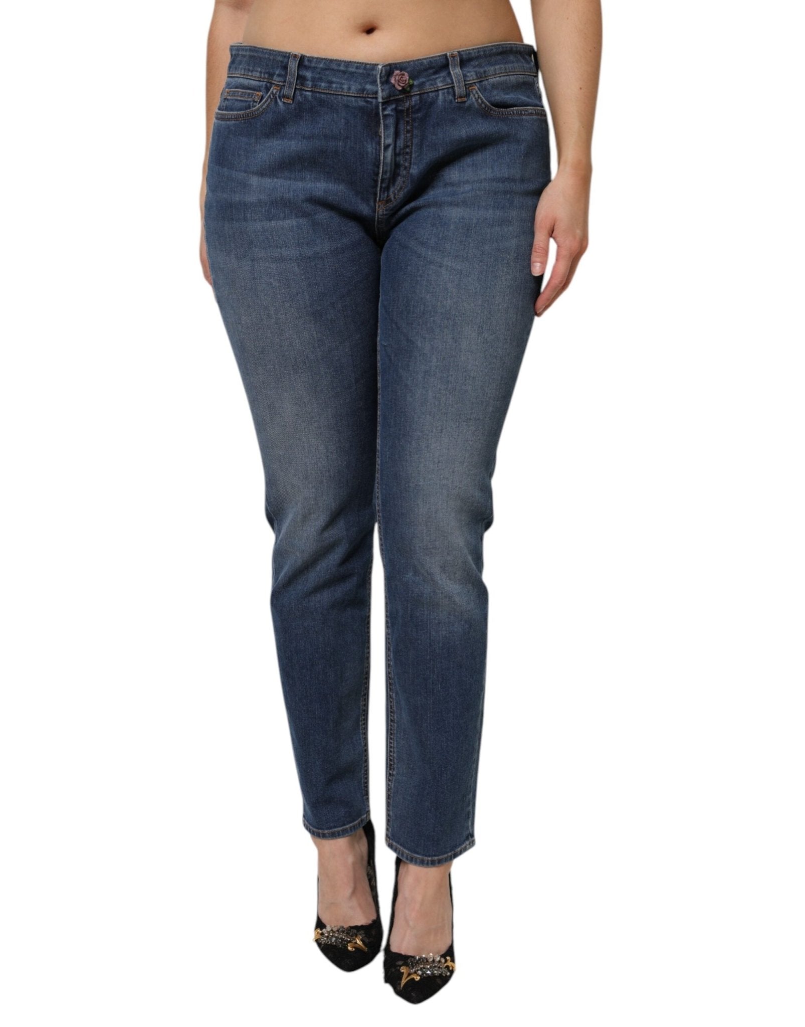 Dolce & Gabbana Blue Low Waist Cotton Skinny Denim Jeans - RIMODA
