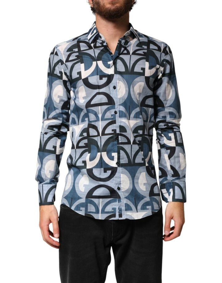 Dolce & Gabbana Blue MARTINI Long Sleeves Casual Logo Shirt - RIMODA