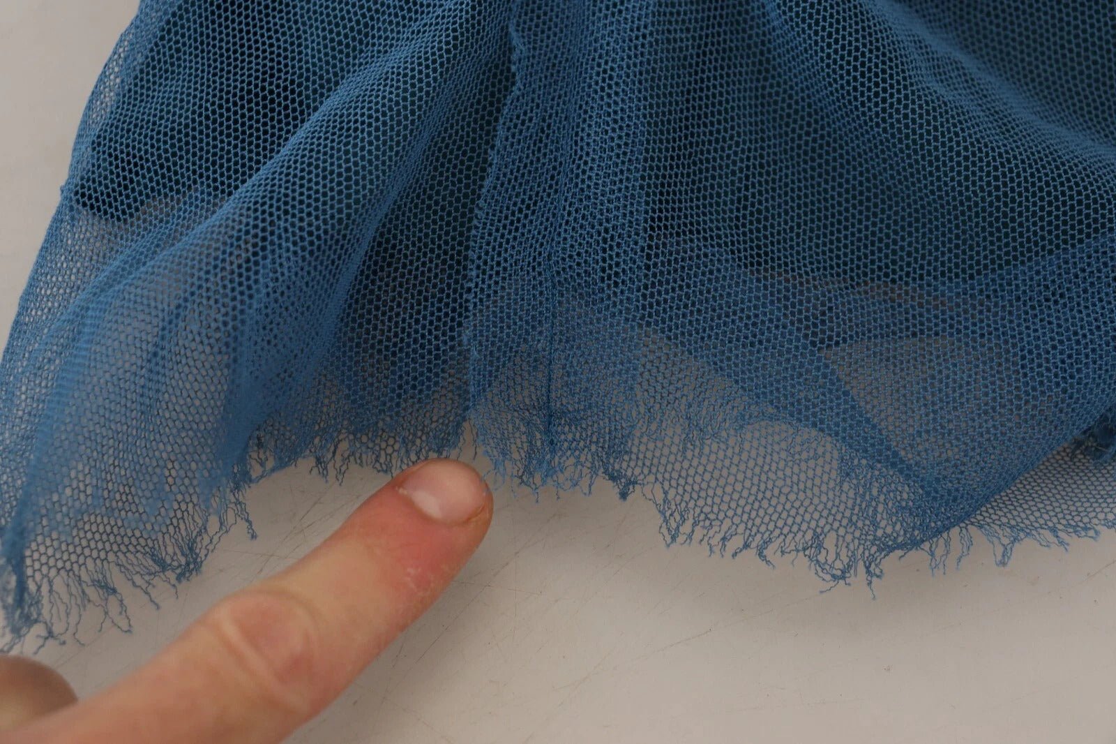 Dolce & Gabbana Blue Mesh Trim Ruched Tulle Sheath Dress - RIMODA