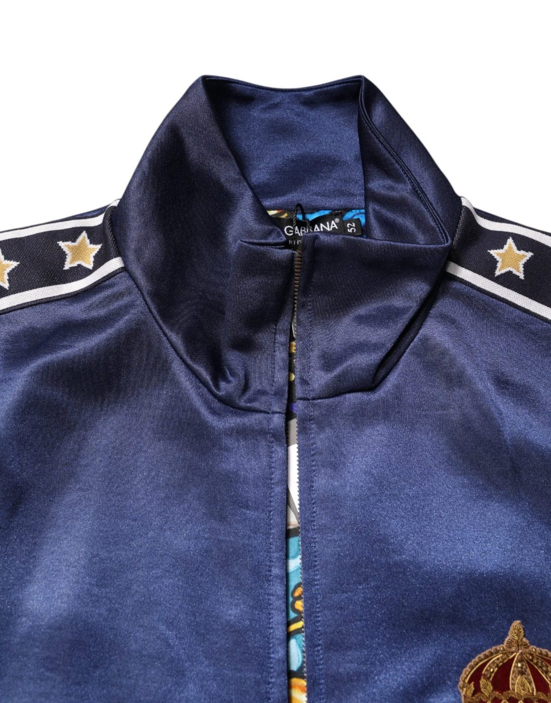Dolce & Gabbana Blue Nylon Logo Patch Men Bomber Sweater - RIMODA