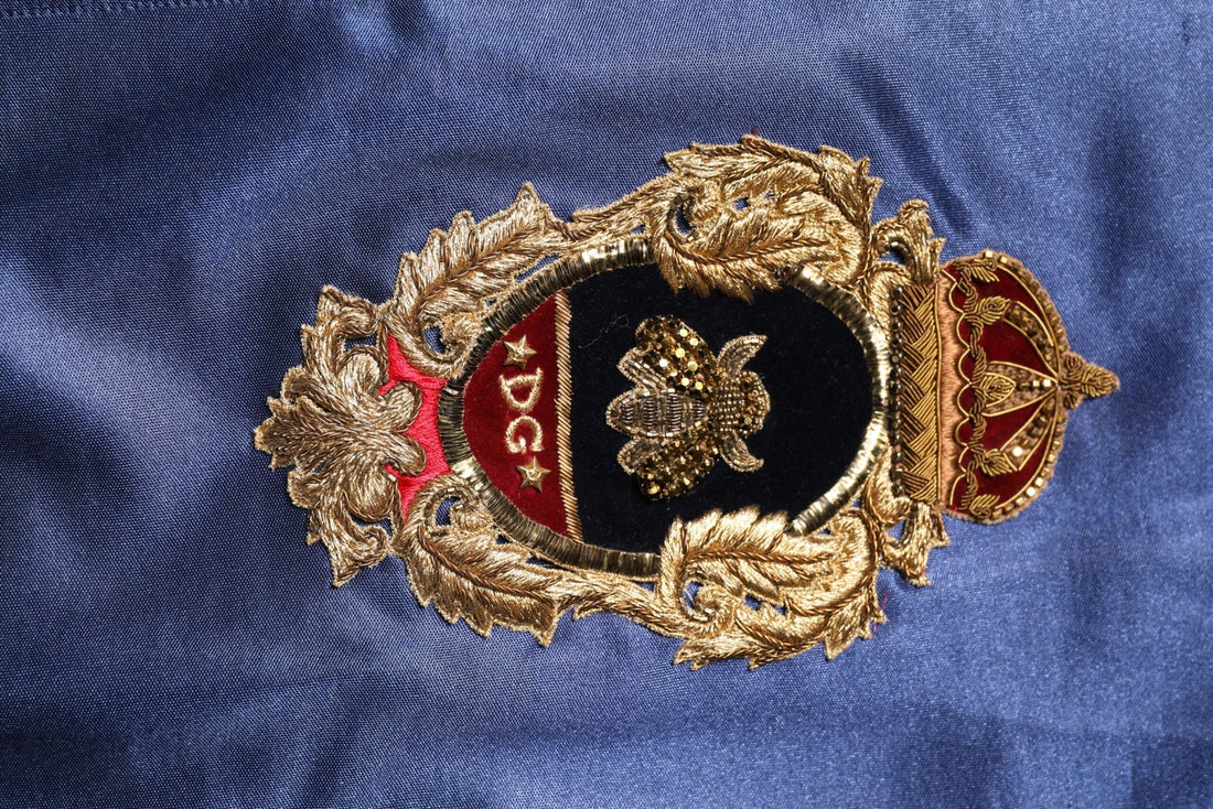 Dolce & Gabbana Blue Nylon Logo Patch Men Bomber Sweater - RIMODA