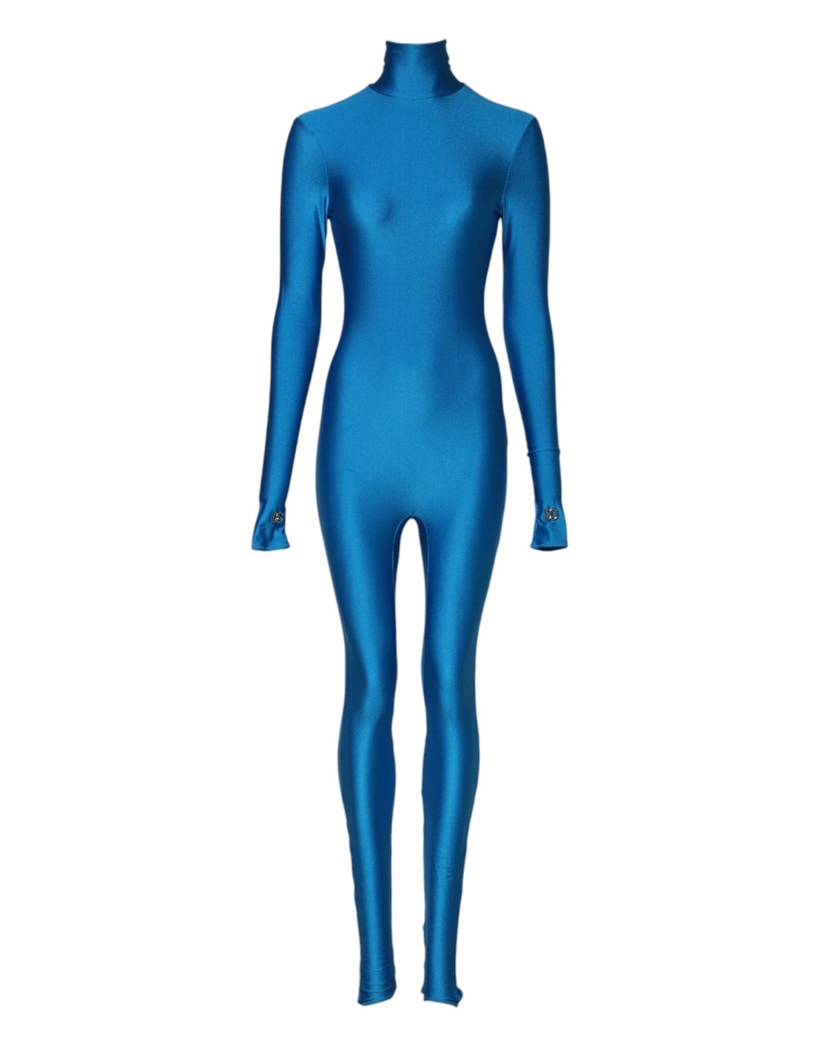 Dolce & Gabbana Blue Nylon Turtleneck Bodycon Jumpsuit Dress - RIMODA