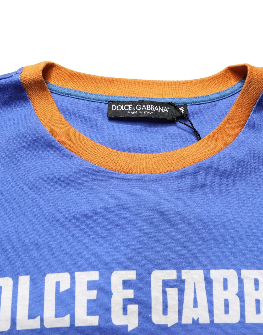 Dolce & Gabbana Blue Pasta Graphic Print Cotton Men Crewneck T-shirt - RIMODA